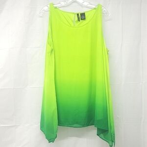 Lime Green Ombre Poncho Swimwear Cover-Up  Resortwear Beach Cruise Lightweight